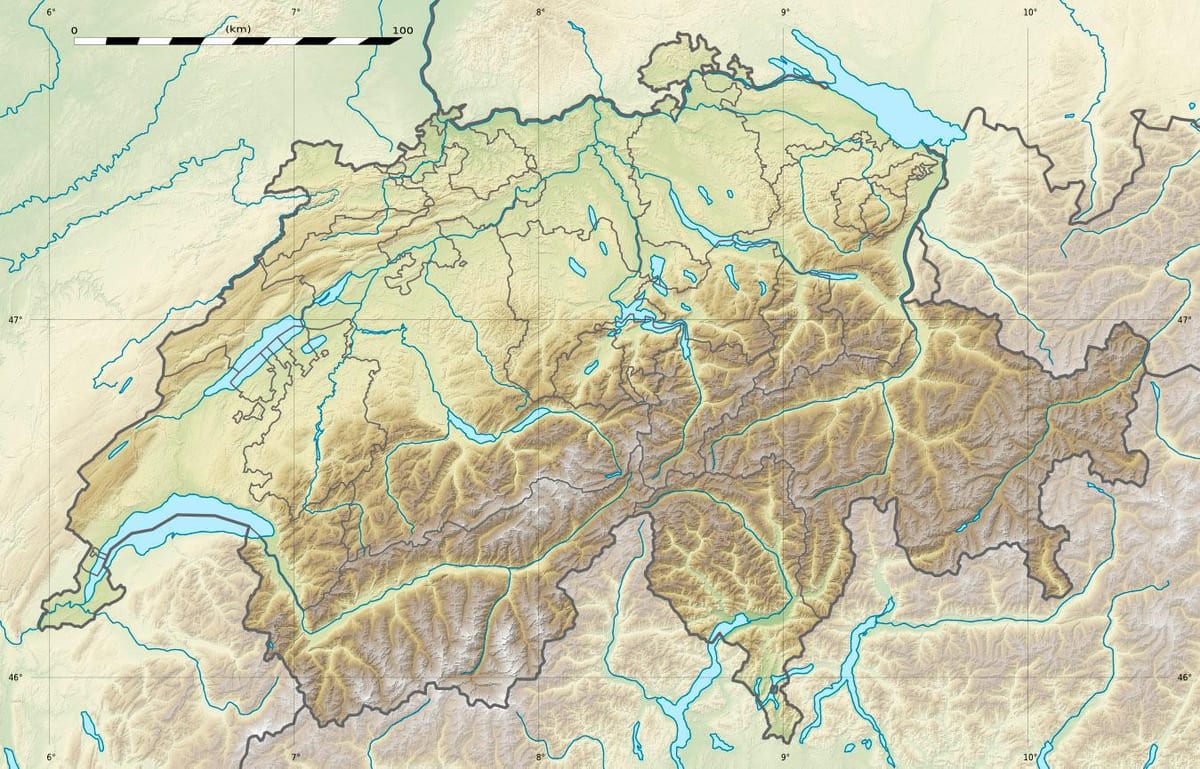 mapa švajčiarska úľavu