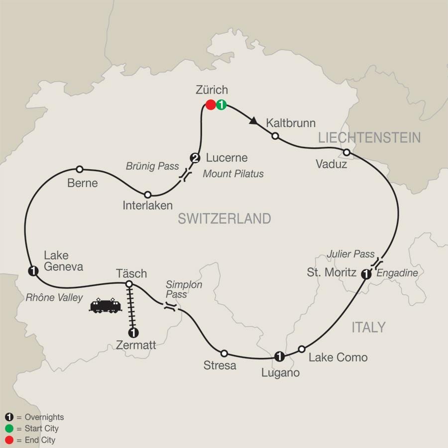 mapa švajčiarska scénické disky