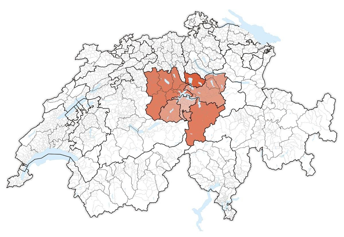 mapa strednej švajčiarsko