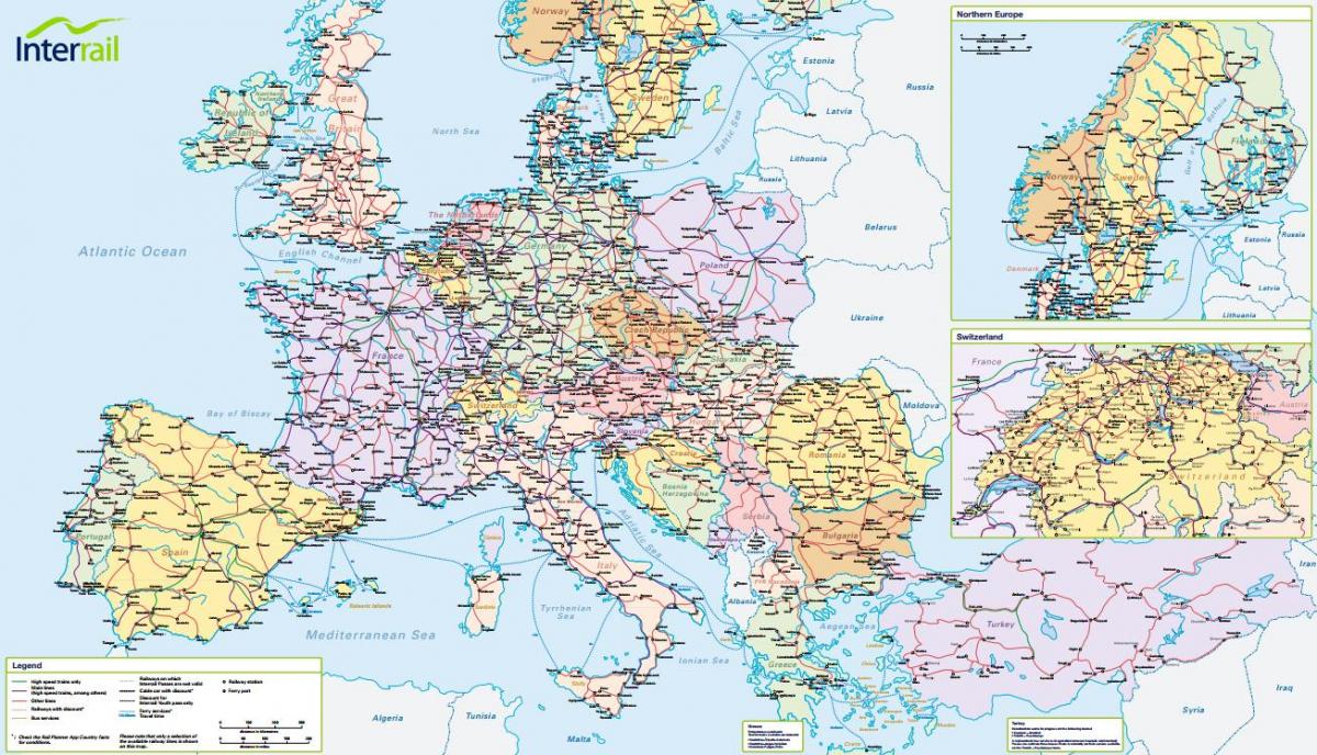 mapa interrail švajčiarsko 