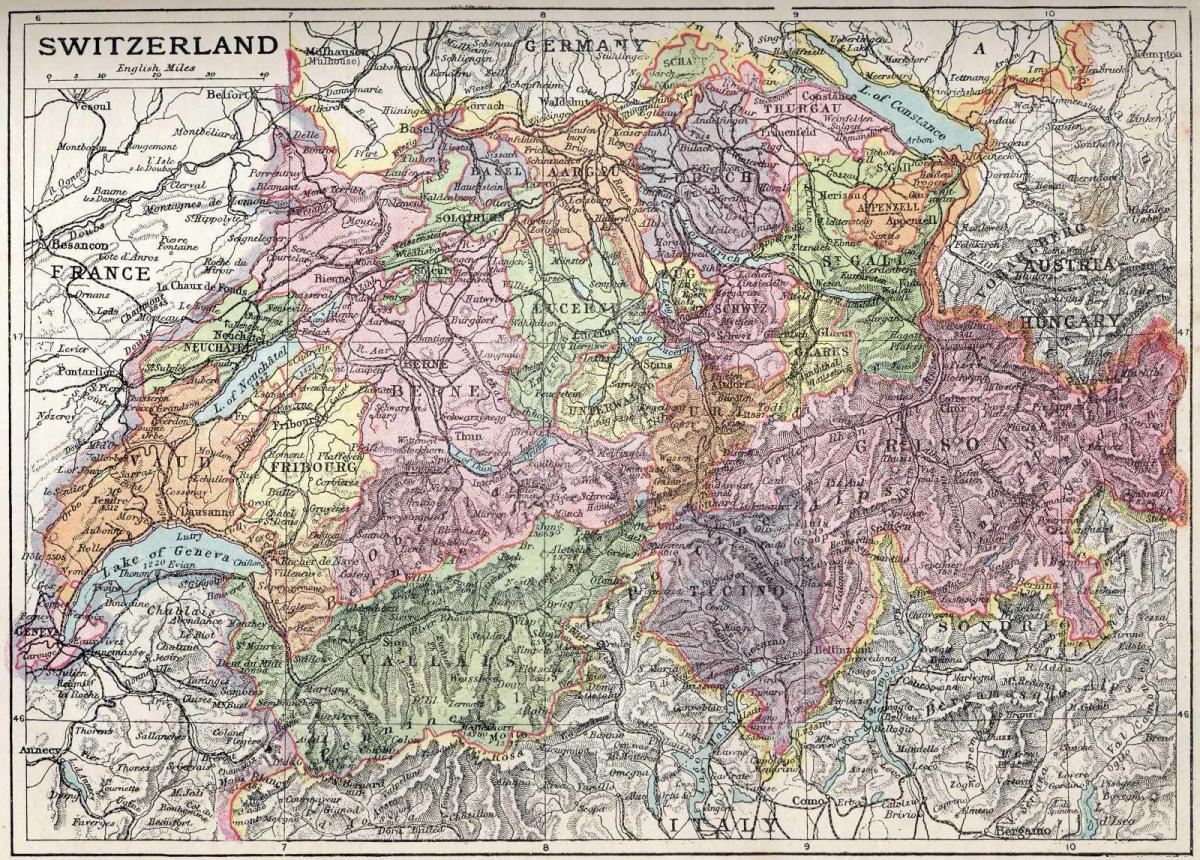 mapa stará mapa švajčiarska