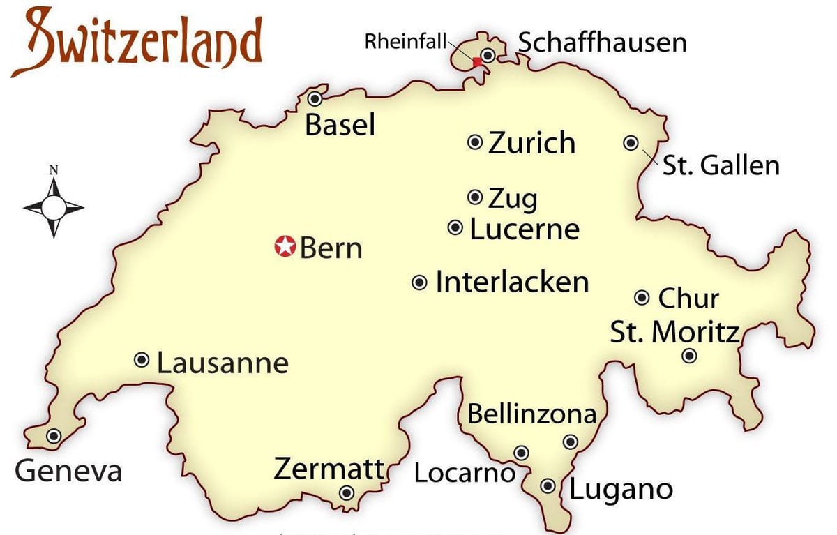 v zürichu, švajčiarsko na mape
