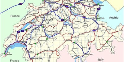 Mapa švajčiarska horách