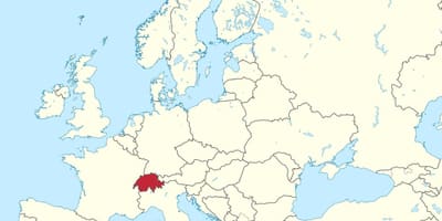 Mapa sveta s švajčiarsko zvýraznené