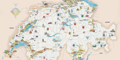 Turistické atrakcie v švajčiarsku mapu