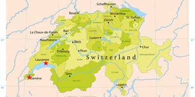 Mapa ženevské jazero švajčiarsko