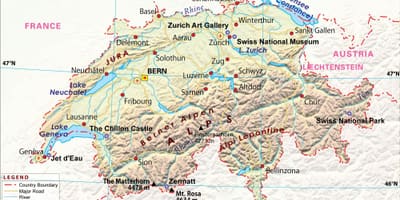 Mapa letísk vo švajčiarsku