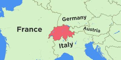 Mapa švajčiarska a v susedných krajinách
