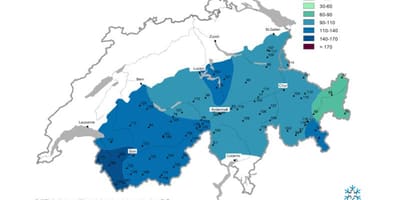 Mapa snehovej mapu švajčiarsko