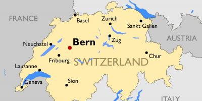 Mapa švajčiarska s hlavnými mestami